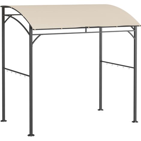Pabellón para barbacoa de poliéster beige con estructura de acero y 10 ganchos, 215x150x220 cm (1/5)