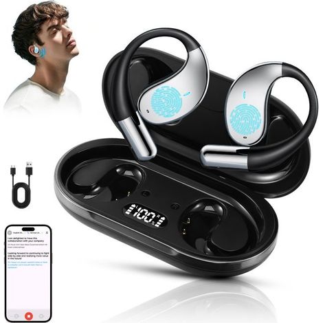 AI Ecouteur Traducteur Instantané, 2025 Nouveau casque de 3-en-1 Oreillette Traduction Instantanée Supportant 150 Langues,Noir (1/4)