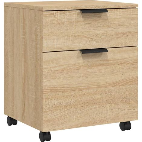 Cassettiere mobili da ufficio mobili su ruote MDF color rovere Sonoma 45 x 38 x 54 cm DEC024563