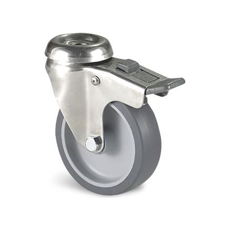 Roulette industrielle Pivotant avec frein Guitel Hervieu, inox, Ø 75mm, 60kg ( Prix pour 1 )