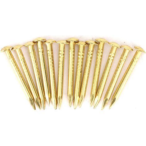 Bisagras de latón para muebles, clavos de cabeza redonda, accesorios de ferretería, longitudes 10 mm/15 mm/18 mm/22 mm, 18 mm, 100 piezas -Crezuo