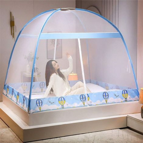 Moustiquaire de lit type yourte sans installation, tente de chambre à double porte avec protection contre les moustiques (1/2)