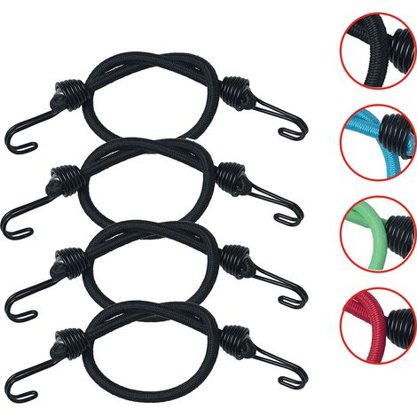 MASTER LOCK Tendeurs avec Crochets [Pack de 4 Tendeurs] [25 cm de Corde] [Double Crochet Inversé] [Couleur Aléatoire] 3018EURDAT - Idéal pour le Transport de Charges, l'Emballage, le Camping