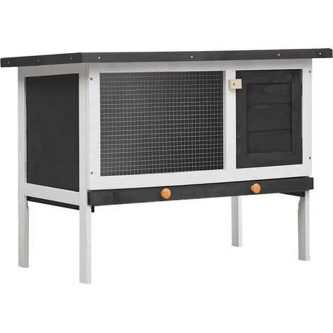 Outdoor Rabbit Hutch 1 Layer Grey Wood vidaXL
