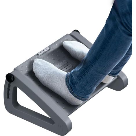 Repose-pieds de bureau avec fonction massage, réglable en 5 hauteurs, antidérapant, pour le bureau et la maison (gris) (1/5)