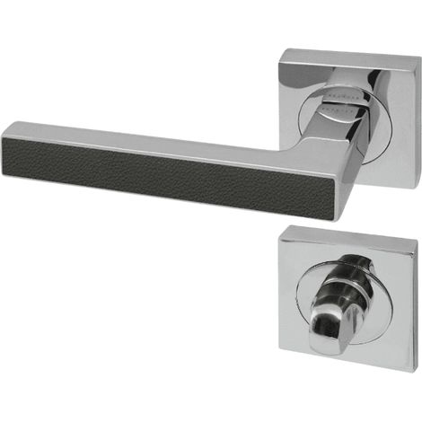 Poignée de porte d'intérieur Premium chrome Cuir Basalte à condamnation (1/3)