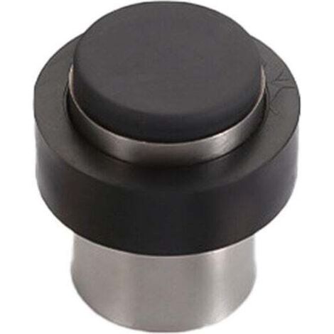 Butoir de sol - diamètre 46 mm Argent Aluminium anodisé A visser, butée de porte en caoutchouc en acier inoxydable, anti-collision et silencieuse (1/4)