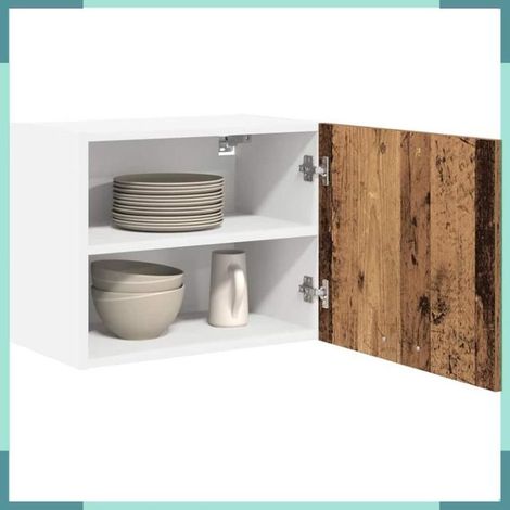 Armoire suspendue - 884158 - Bois ancien et blanc - 50 x 31 x 40 cm - 1 porte (1/5)