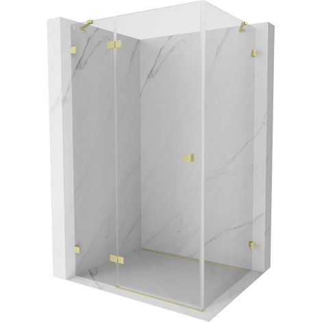 Mexen Lunar cabine de douche pivotante gauche 95 x 80 cm, transparent, or brossé - 834-095-080-55-00-L (1/5)