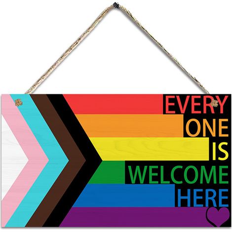 Panneau mural décoratif Rainbow Welcome (26x15x0.5cm, 1pc) Bois, Suspension (1/5)