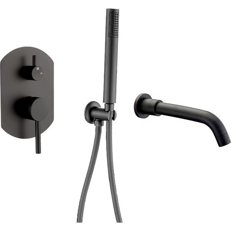 Mitigeur baignoire à encastrer avec douchette CEILO noir mat