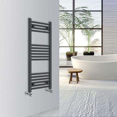 Warmehaus Straight Bathroom Heated Towel Rail Warmer Radiator Central Heating 1000x400mm Anthracite