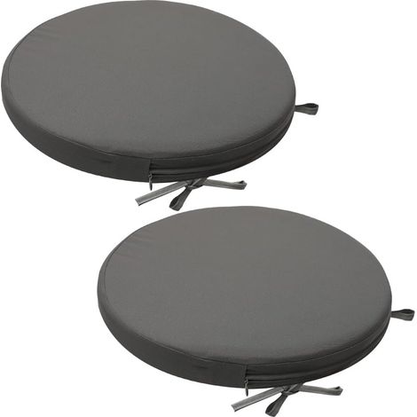 Set of 2 Round Outdoor Chair Cushions, Round Waterproof Chair Cushions with Sashes for Outdoor, 40 x 40 cm, Grey (1/5)