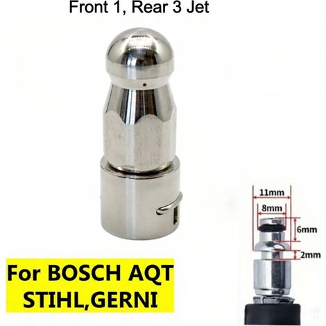 (BS 1-3) Embouts de buse de nettoyage haute pression pour déboucheurs de canalisations Karcher série K/Lavor/Bort/WAP, à fixer directement sur le tuyau d'arrosage. (1/5)