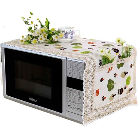 1 Housse four micro-ondes, coton lin, résistant huile, anti-poussière, poches rangement, cuisine (1/5)