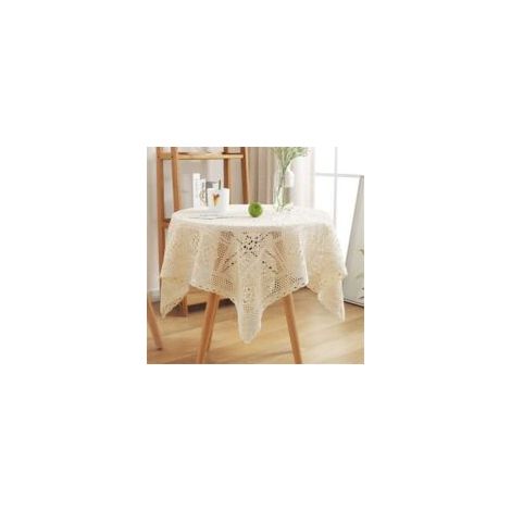 Vintage beige quadratische Spitzentischdecke für Hochzeiten usw. - Crezuo