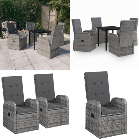 5-tlg. Garten-Essgruppe mit Kissen Grau - Gartenmöbel - Terrassenmöbel (1/5)