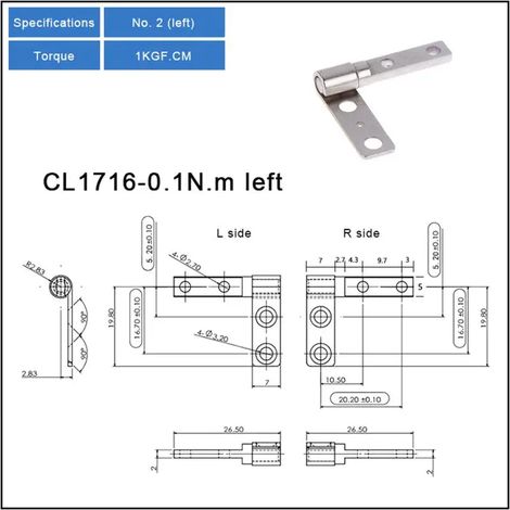 (CL1716 gauche) Charnières à butée libre polyvalentes équipées d'un arbre de couple pour projets d'armoires industrielles (1/5)