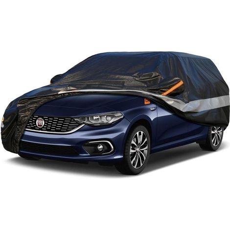 Autoabdeckung 10 Schichten Wasserdicht Atmungsaktiv für Fiat Tipo (2016-2023) Schwarz (1/5)