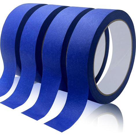 Blaues Abdeckband, 5 Rollen hochwertiges Universal-Abdeckband (2,4 cm x 55 m), ideal zum Streichen von Wänden, Basteln und Dekorieren. Leicht zu entfernen, hinterlässt keine Rückstände.