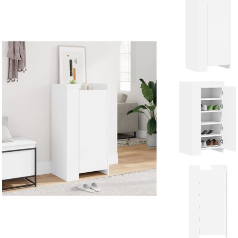 Schuhschrank Weiß 52x37,5x100 cm Holzwerkstoff - Schuhschrank - Schrank Für Schuhe - Holzwerkstoffmöbel - Garderobe - Aufbewahrungsbox (1/5)