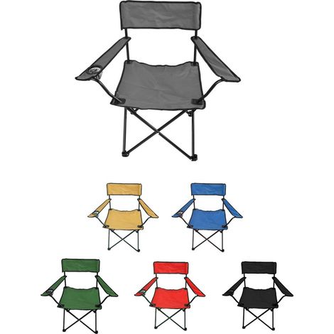 Silla de Camping plegable con Portavasos Metal y lona 80x80x50 cm (1/5)