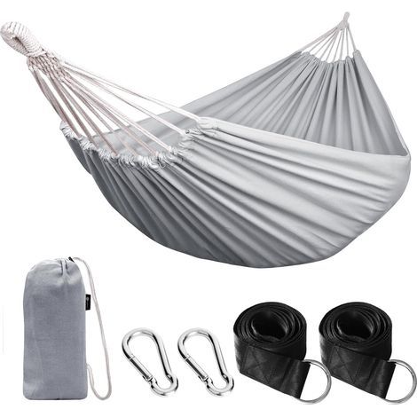 Hamaca portátil de lona para exteriores, ligera, con correas respetuosas con el medio ambiente y bolsa de transporte, perfecta para el jardín, el balcón, el patio, la playa y para hacer senderismo. (1/5)