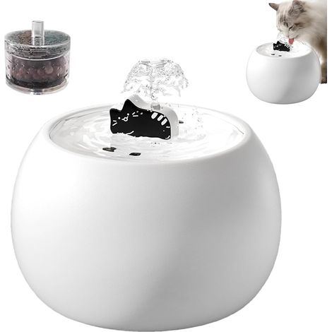Fontaine d\'eau de chat en céramique -50oz / 1.5L Fontaine de chat pour boire- Fontaine d\'eau pour chats à l\'intérieur - bol de distributeur d\'eau automatique - aliments d\'alimentation et d\'arros (1/5)