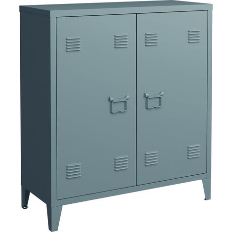 Armadietto spogliatoio da ufficio per ufficio officina camera da letto ufficio in metallo acciaio con 2 ante 90 x 80 x 33 cm grigio-blu 030006339