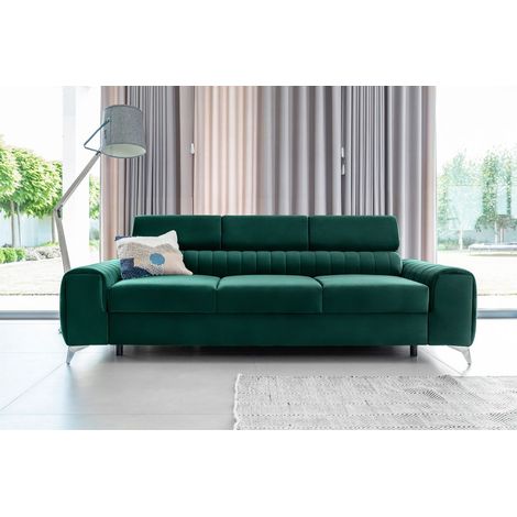 Sofa 3-Sitzer mit Schlaffunktion Schlafsofa ELENI Stoff Monolith Grün (1/5)