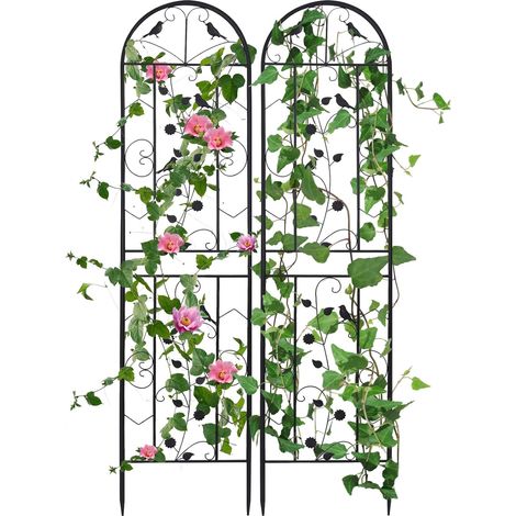 2 Pezzi Supporti da Giardino per Piante palizzata Sostegno Rose Traliccio Griglia per Rampicanti Graticolati in Ferro Metallo (1/5)