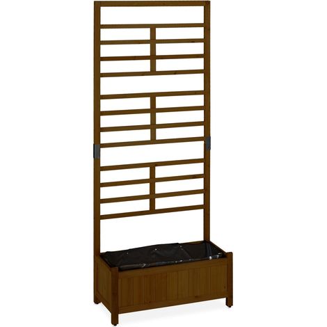 Jardinière avec treillis décoratif pour extérieur balcon terrasse jardin 80 x 30 x 100 cm en bois marron (1/4)