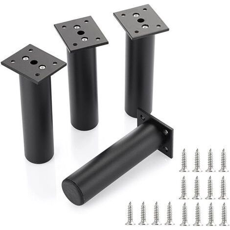 Lot de 4 pieds de meuble ajustables 20 cm – Métal noir – Installation facile avec vis – Charge max 200 kg – Pour canapés et armoires (1/5)