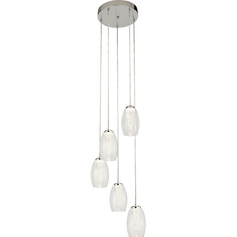 Searchlight Cyclone Pendente Drop 5 Luci, Vetro Trasparente 3000K (1/5)