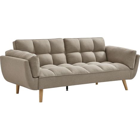 Divano letto 3 posti clic-clac in Tessuto Beige - LOELINE (1/5)