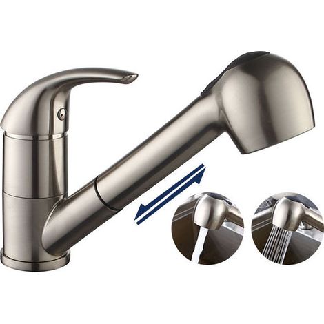 SABIR Homelody® Robinet de Cuisine avec Douchette Extractible Mitigeur de Cuisine 2 Jets au Choix Robinet Mitigeur Evier Cuisine Brossé (1/5)