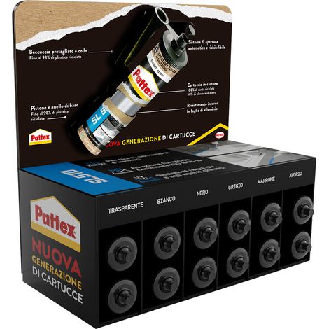 ESPOSITORE SILICONE ACETICO MULTIUSO 'SL 510' mix 12 pz da gr 280 - PATTEX
