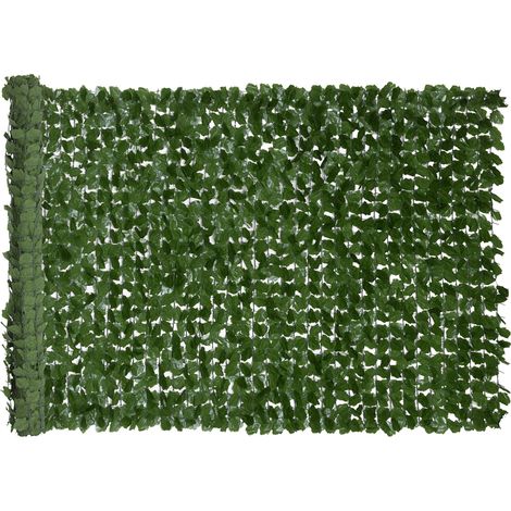 Künstliche Hecke als Sichtschutzrolle, 3 m x 1 m, natürliches Laub, UV-beständig, dunkelgrün, für den Außenbereich