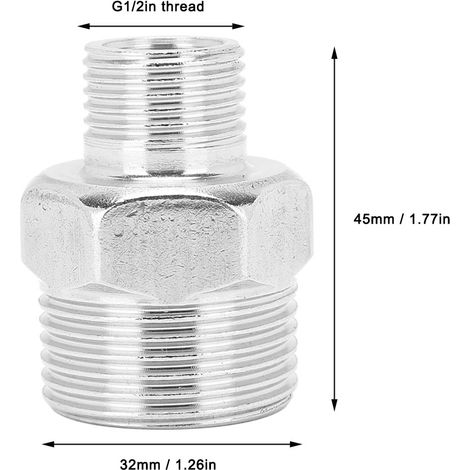 Raccord de tuyau en Stainless Steel Adaptateur G1/2in Thread Male à 1in Thread Male pour Système hydraulique et Gaz (1/5)