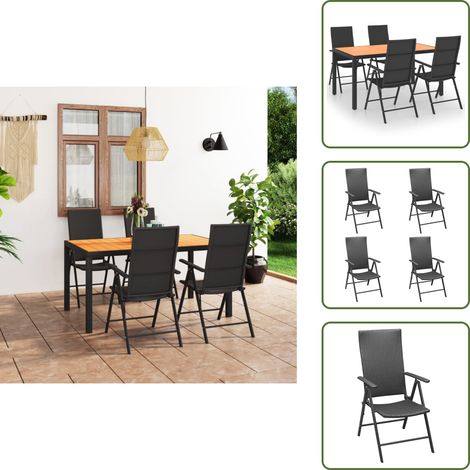 Ensemble à manger de jardin 5 pcs noir et marron - Salon De Jardin - Ensemble De Jardin - Table De Jardin - Chaises De Jardin - Mobilier De Jardin (1/5)