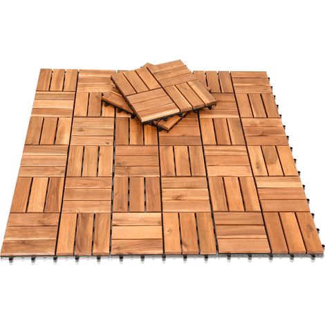 Jiubiaz 22STK Holzfliese Akazie 30 x 30 cm Terrassenplatten Klicksystem Außen Klickfliesen Balkon Terrassenfliesen Holz,wetterfest rutschfest