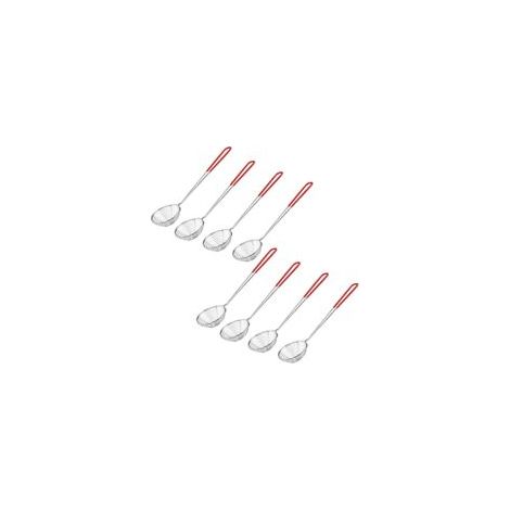 Set di 8 colini per fonduta, colini da cucina in acciaio inox con manici, maglia fine, pratici colini da cucina per cucinare verdure, funghi, carne e pesce (rosso) - Crezuo