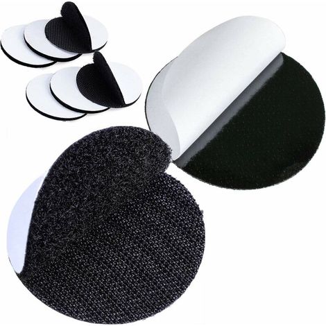 Noir Scratch Autocollant Double Face,Bande Auto-Adhésif, Adhesif Double Face Extra Fort, Rond 6 6cm 20pcs (1/5)