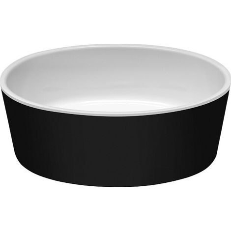 Vasque à poser noir mat avec bonde blanc UNIQUA (1/3)