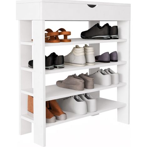 Scarpiera Monastero, Mobile Portascarpe 5 Ripiani, 12 Paia, Un'anta, 80x30x90h cm Bianco