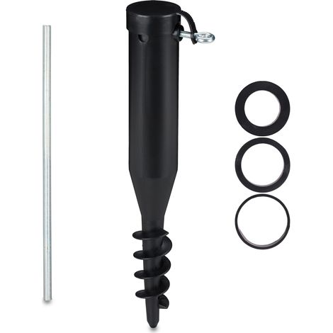 Ancoraggio a terra per ombrellone con asta rotante adattatori 41 x 6 x 11 cm in plastica nera 130009654