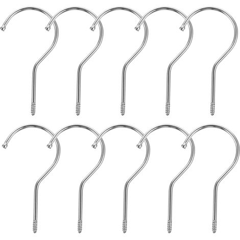 10 crochets à vis, inox, argenté, pour plafond et rangement (1/5)