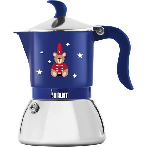 BIALETTI Macchina Da Caffè Induzione Fiammetta Blu Orsetti 2 Tazze