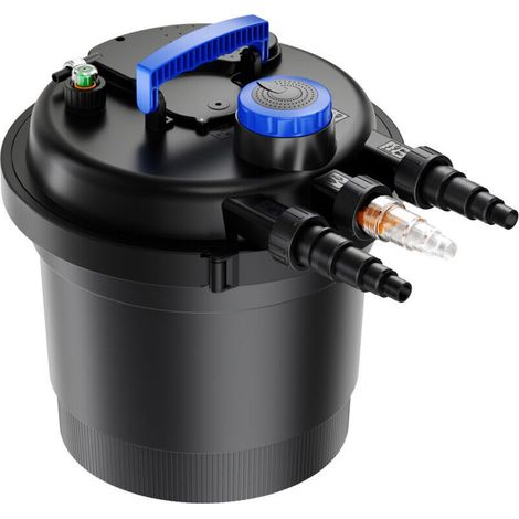 Wiltec CPF-180 Filtre de bassin à pression avec stérilisation UV - 380 x 380 x 400 mm - 11 W / étang 6000 l max. / réservoir 20 l - Nettoyage facile - Filtration eau à grand débit