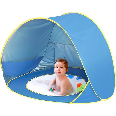 Abri de plage pour bébé, tente de plage pliable avec auvent amovible résistant aux UV, convient pour 1 à 2 jeunes enfants. (1/4)